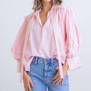 Karlie Pink Striped Blouse